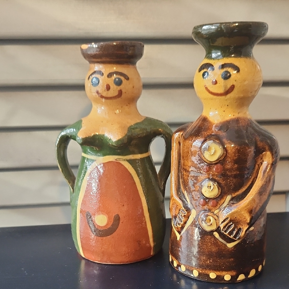Hungarian Folk Art Figures Taper Candle Holder